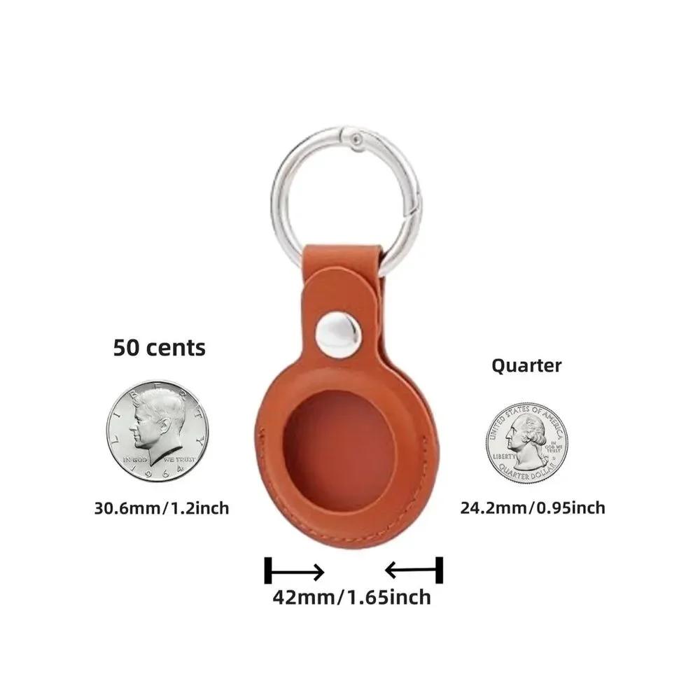 5pcs Airtag Holder PU Leather Case Keychain